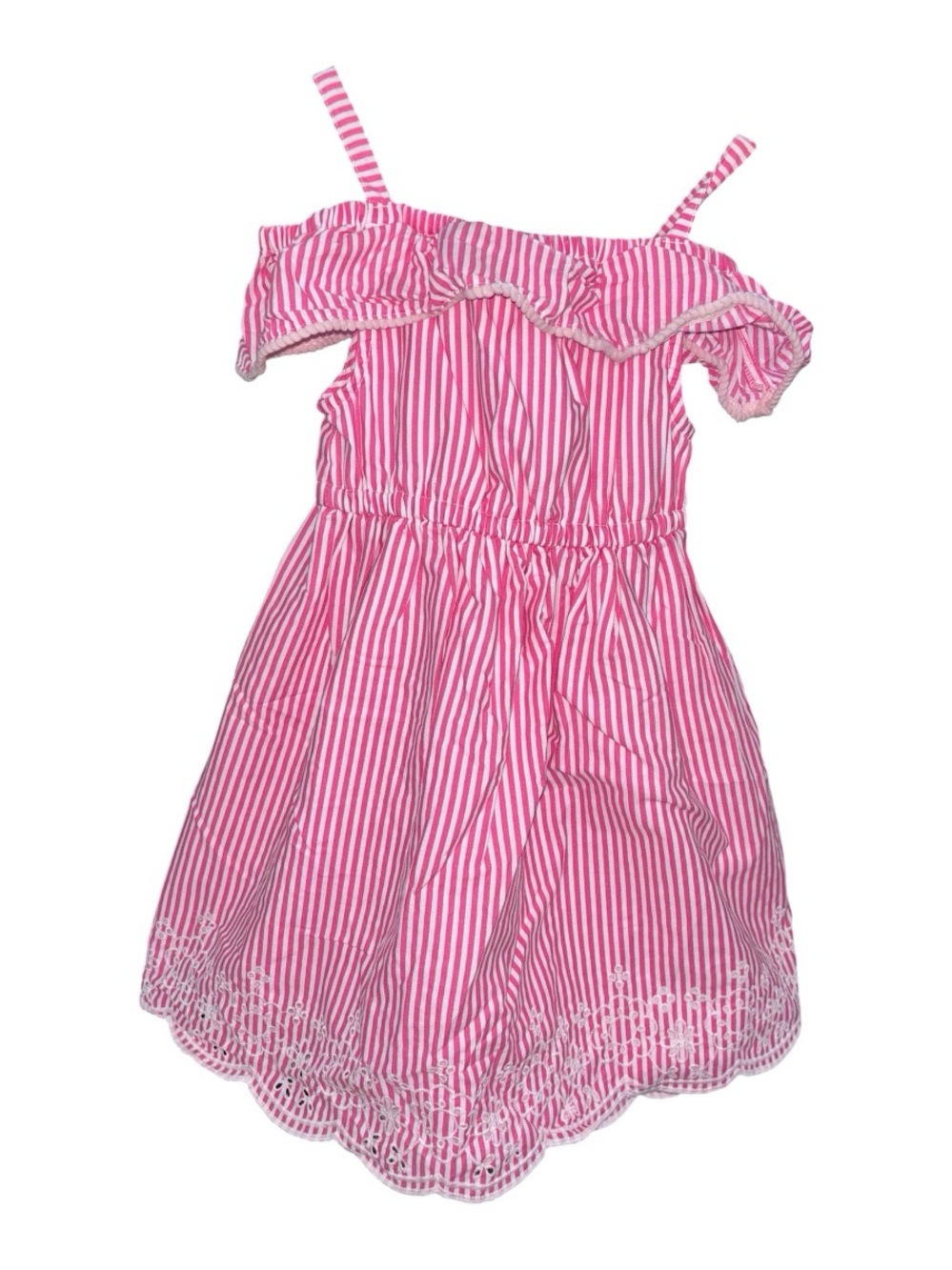 Penelope Mack Pink Seersucker Striped Cold Shoulder Girls Dress Size 4T